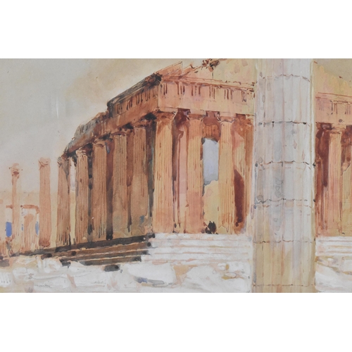 286 - Hercules Brabazon Brabazon (1821-1906) British, depicting temple ruins, possibly in Italy, with init... 