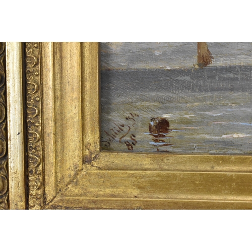 290 - Continental School, 19th Century, naval theme painting depicting boats at sea, indistinctly signed a... 