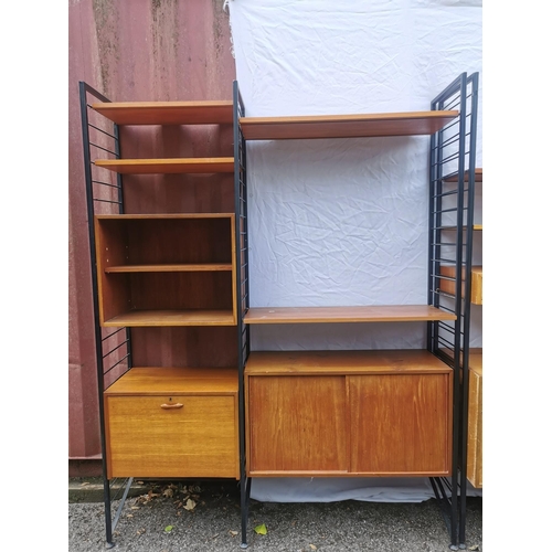 64 - Five retro vintage late 20th century Ladderax modular teak shelving units, with multiple shelves and... 