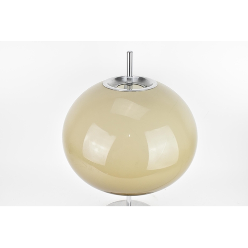 74 - A mid century Guzzini style table lamp, circa 1960 - 1970, with a mushroom shade, on a chrome stem a... 