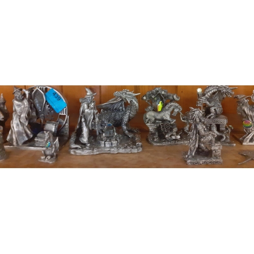 439 - Early 21st century Myth & Magic pewter models and other metallic ornaments Location: LAF