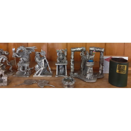 439 - Early 21st century Myth & Magic pewter models and other metallic ornaments Location: LAF