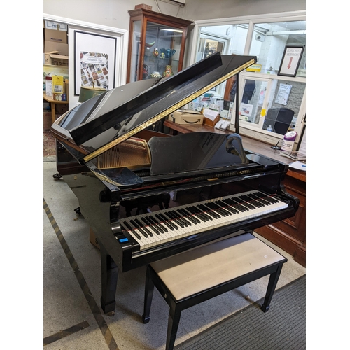 471 - A Yamaha G1 baby grand piano, numbered R4214406, with footstool 101cm h x 148cm w x 160cm d Location... 