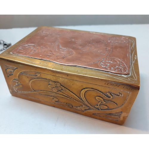 105 - A small lot of interest to include an Art Nouveau copper and brass box, a modern Chinese necklace wi... 