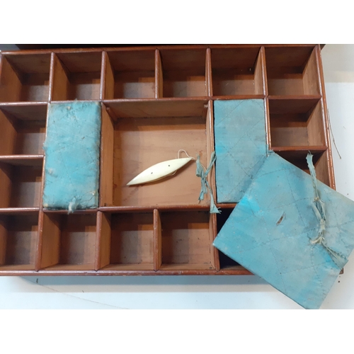 106 - A Victorian mahogany work box with fitted interior (no key) together with a vintage oak haberdashery... 