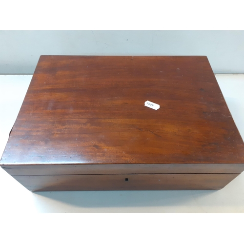 106 - A Victorian mahogany work box with fitted interior (no key) together with a vintage oak haberdashery... 