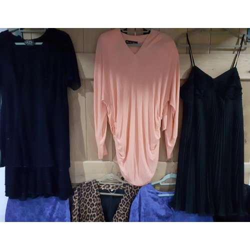 124 - A quantity of late 20th Century ladies clothing to include a Marina Rinaldi black sequinned evening ... 