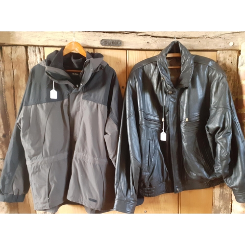 140 - Two gents jackets comprising a Peter Storm grey and black rain jacket, 44/46