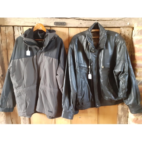 140 - Two gents jackets comprising a Peter Storm grey and black rain jacket, 44/46