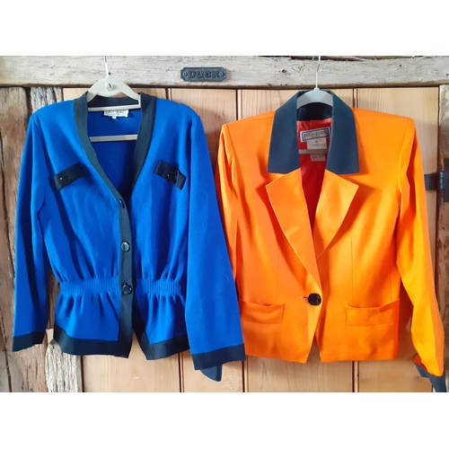 24 - YSL-An orange YSL Variation jacket with black collar and cuffs, size 40, an YSL Variation blue fitte... 