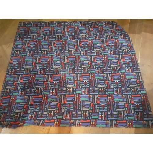 31 - Liberty-A large 1980's multi-coloured and geometric wrap with fringed edges 53