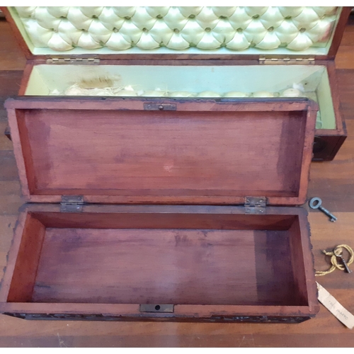 90 - Two 20th Century carved treen glove boxes, one fitted, both with keys. Location:R2:5