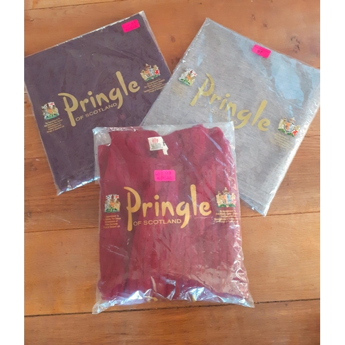 97 - Pringle of Scotland-Three items comprising 2 Bolyn scarves in flannel grey and deep purple, both in ... 