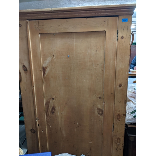 536 - A single pine wardrobe on plinth base 195cm x 92cm x 47cm Location: G