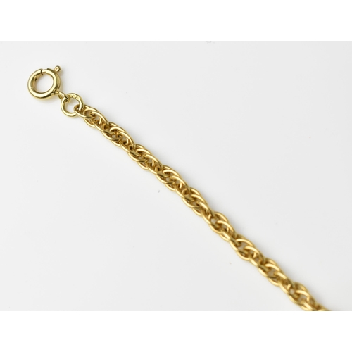 126 - An 18ct yellow gold rope chain bracelet, hallmarked, 15.5 cm long, weight 4.5 grams Location:CAB1