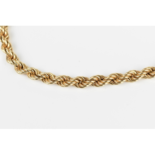 140 - A 9ct yellow gold ropetwist chain necklace, 61.5 cm long, weight 15.9 grams Location:CAB1