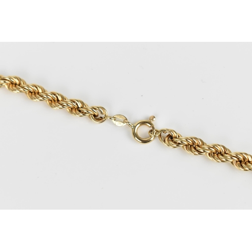 140 - A 9ct yellow gold ropetwist chain necklace, 61.5 cm long, weight 15.9 grams Location:CAB1