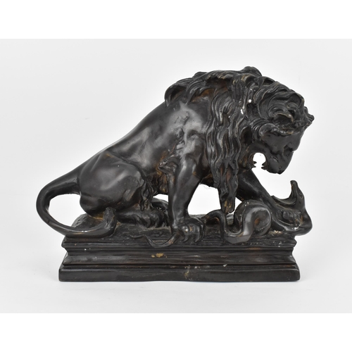 181 - In the style of Antoine-Louis Barye: a 19th century patinated bronze animalier sculpture of 'The lio... 