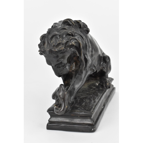 181 - In the style of Antoine-Louis Barye: a 19th century patinated bronze animalier sculpture of 'The lio... 