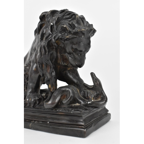 181 - In the style of Antoine-Louis Barye: a 19th century patinated bronze animalier sculpture of 'The lio... 