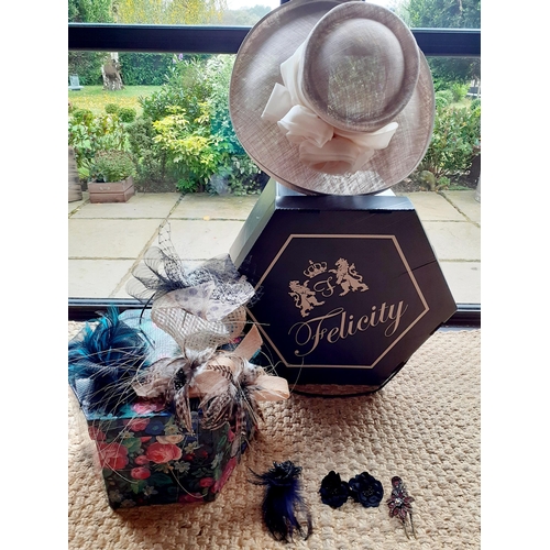 111 - A Nigel Rament ladies formal hat, new with original tags, an assortment of modern fascinators and ha... 