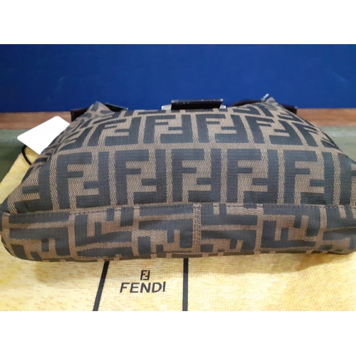 152 - A Fendi 'Baguette' brown shoulder bag in double FF monogram Zucca canvas with silver tone hardware, ... 