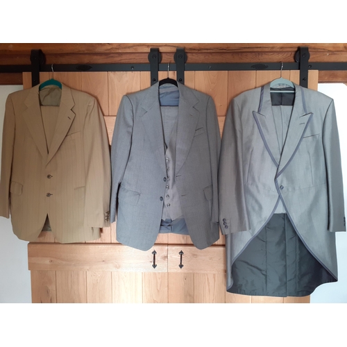 154 - Gents clothing to include a late 20th Century Joliffe grey tails(3 piece suit), 48