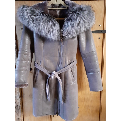 176 - A Retro shearling jacket in cream together with a modern ladies cruelty free brand Qikefuwei brown f... 