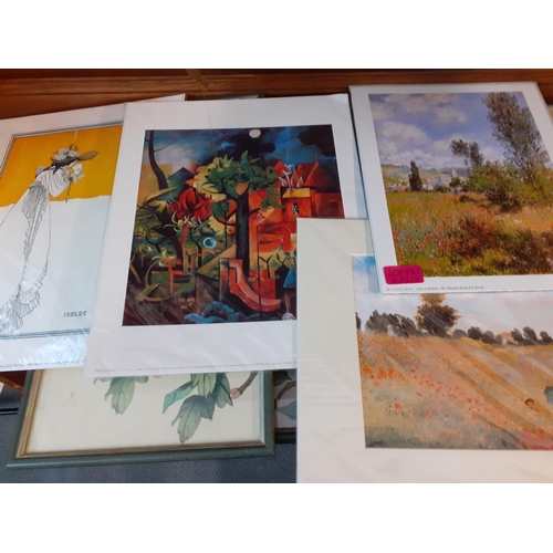 192 - A small selection of prints and scrolls to include Claude Monet scenes and Oriental inspired prints.... 