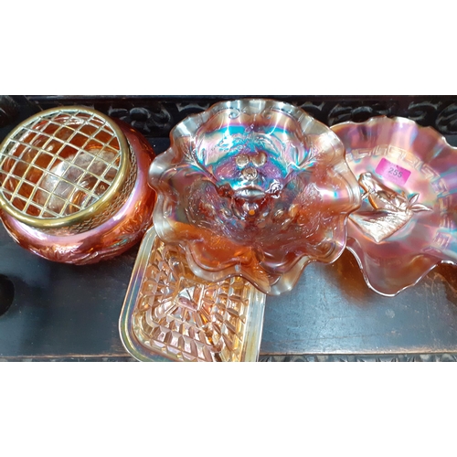 255 - A quantity of Carnival glass to include a horses head image within a bowl
Location: RAM