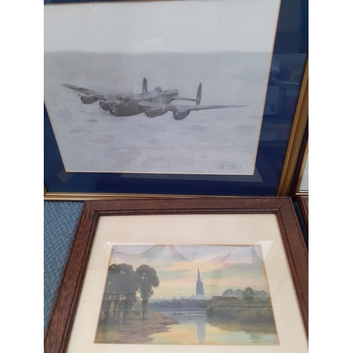 256 - Three aeronautical prints; one by Barrie A.F Clark, and one by Gerald Coulson 'Off Duty Lancaster at... 