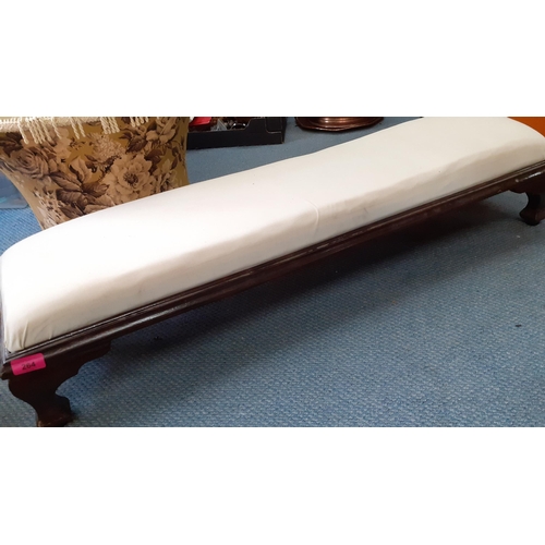 264 - A mahogany duet foot stool having a cream upholstered top
Location: RWF