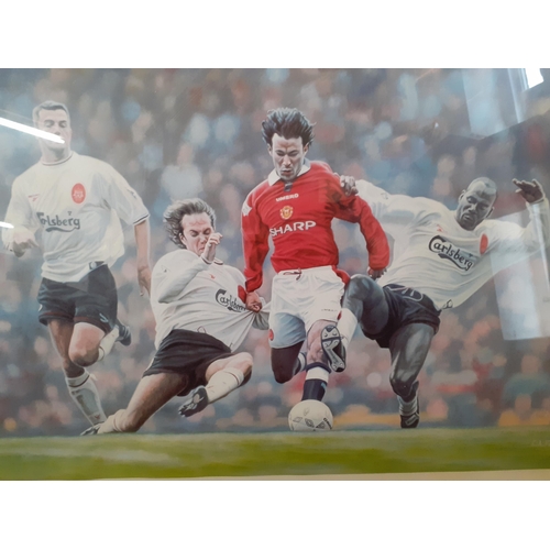 287 - Keith Fearon - Breaking Through, a signed print with the signatures of Ryan Giggs and the artist to ... 