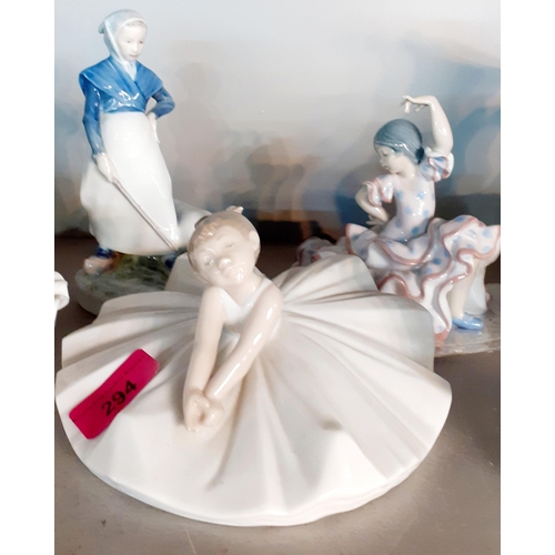 294 - Mixed bone china and ceramic figures to include Coalport, Royal Doulton, Royal Copenhagen and Lladro... 