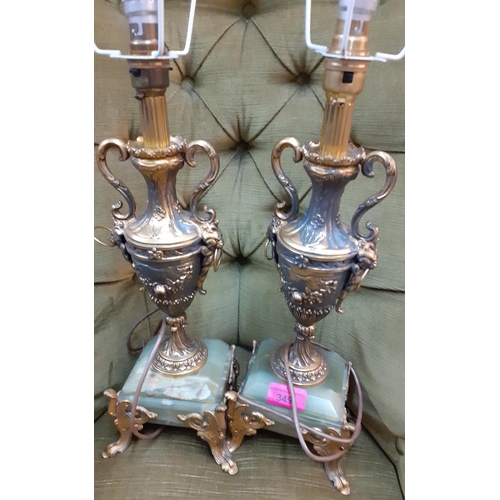 349 - A pair of green onyx and gilt painted urn table lamps
Location: RAF