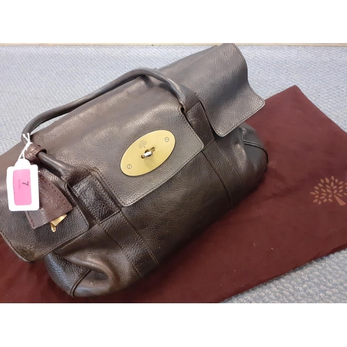 7 - Mulberry-A Bayswater brown natural grain leather handbag with brushed gold tone hardware having a br... 