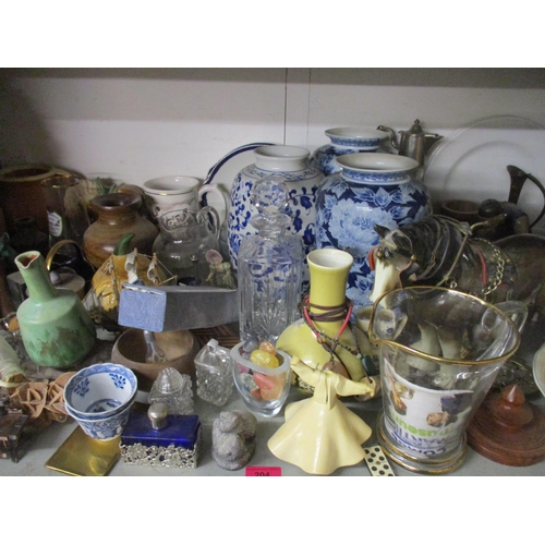 204 - A mixed lot to include a pressed glass and silver plated claret jug, Herend porcelain box and cover ... 