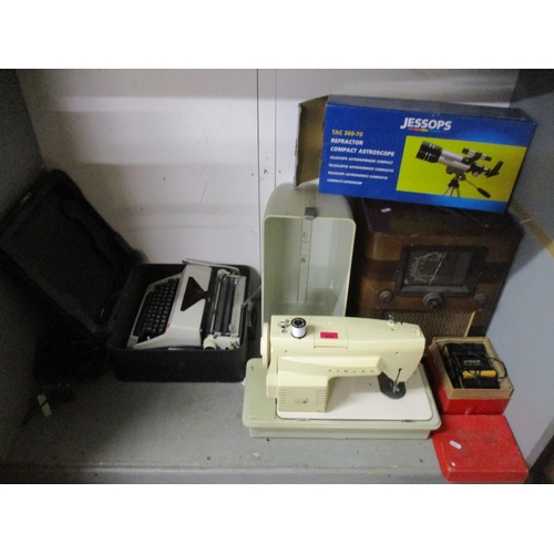 206 - A lot to include a Cossor walnut cased vintage radio, a Jessops boxed Refractor Compact Astroscope T... 