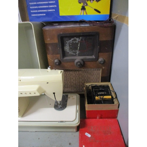 206 - A lot to include a Cossor walnut cased vintage radio, a Jessops boxed Refractor Compact Astroscope T... 