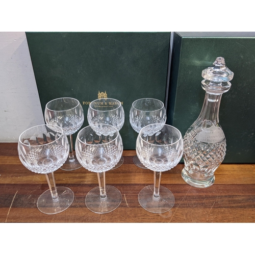 298 - A set of six Waterford Colleen pattern large wine glasses with hexagonal tapered stem and a matching... 