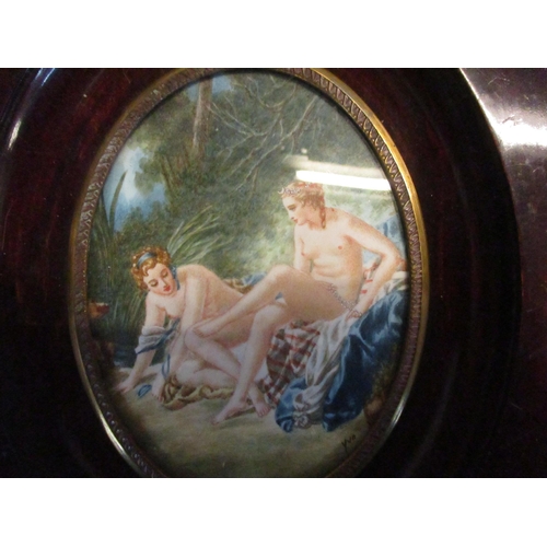 247 - A portrait miniature of two nudes, signed, 12cm x 9cm framed Location: RAB