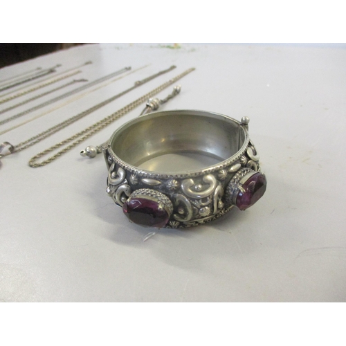 250 - Silver jewellery to include necklaces, enamelled and cabochon rings, bracelet brooches and other ite... 