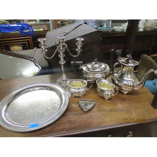 67 - Silver and silver plated items to include a Victorian small triangular Britannia Standard silver dis... 