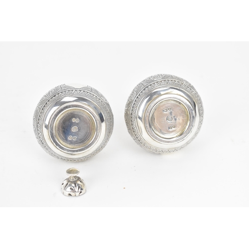 133 - A pair of Victorian silver rosewater sprinklers by George Fox, London 1869, designed with globular b... 