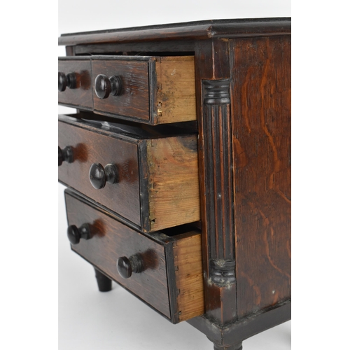 183 - A William IV mahogany miniature/apprentice chest of drawers, circa 1830, with moulded top above two ... 