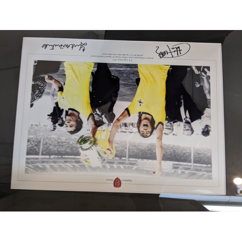 185 - Mixed pictures to include a signed FA Cup Final Arsenal 1971 print, a Victorian oil painting and an ... 