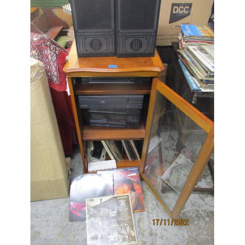 211 - A Hitachi stereo system with a Matsui 3 disc multi play, with a remote and speakers, and Hitachi aut... 