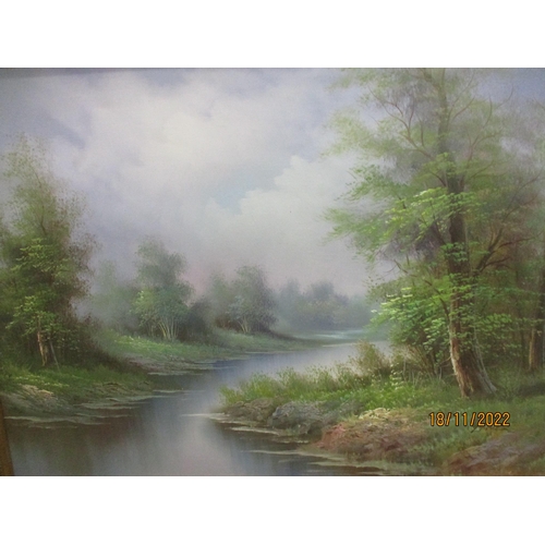 244 - Leader - a wooden river landscape, oil on canvas, signed, 61.5cm x 92cm
Location:FSR