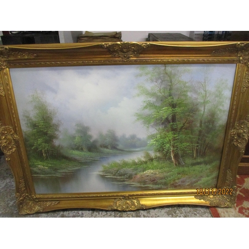 244 - Leader - a wooden river landscape, oil on canvas, signed, 61.5cm x 92cm
Location:FSR