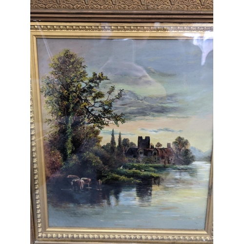 45 - A 19th century oil on canvas depicting Bisham Abbey, 29cm x 34cm, framed Location:RWM